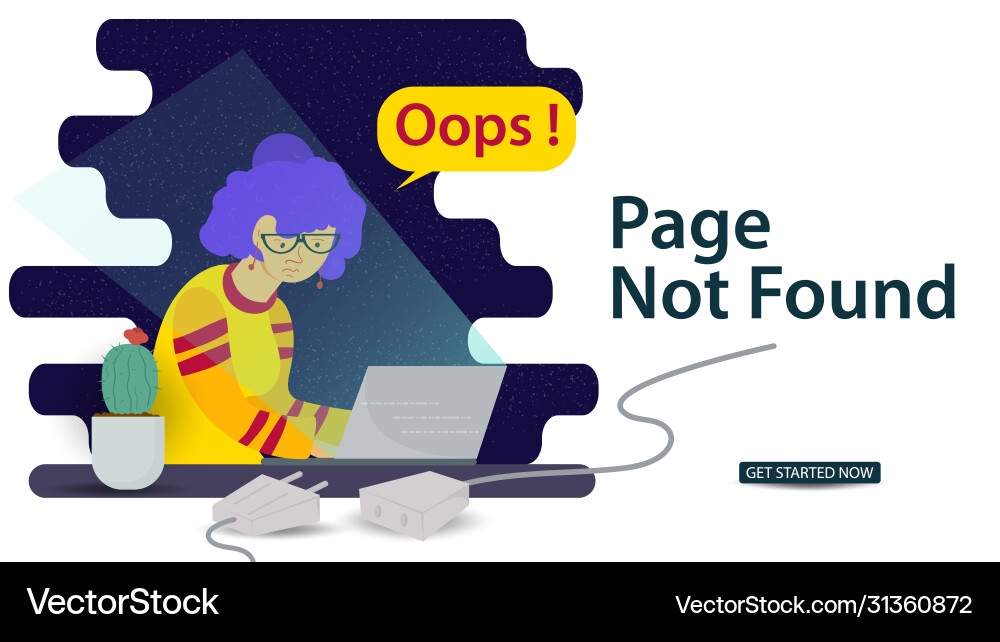 Banner oops 404 error page not found internet Banner oops 404 error page not found internet vector image