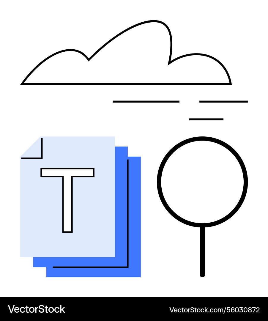 Cloud storage data search with document Cloud storage data search with document vector image