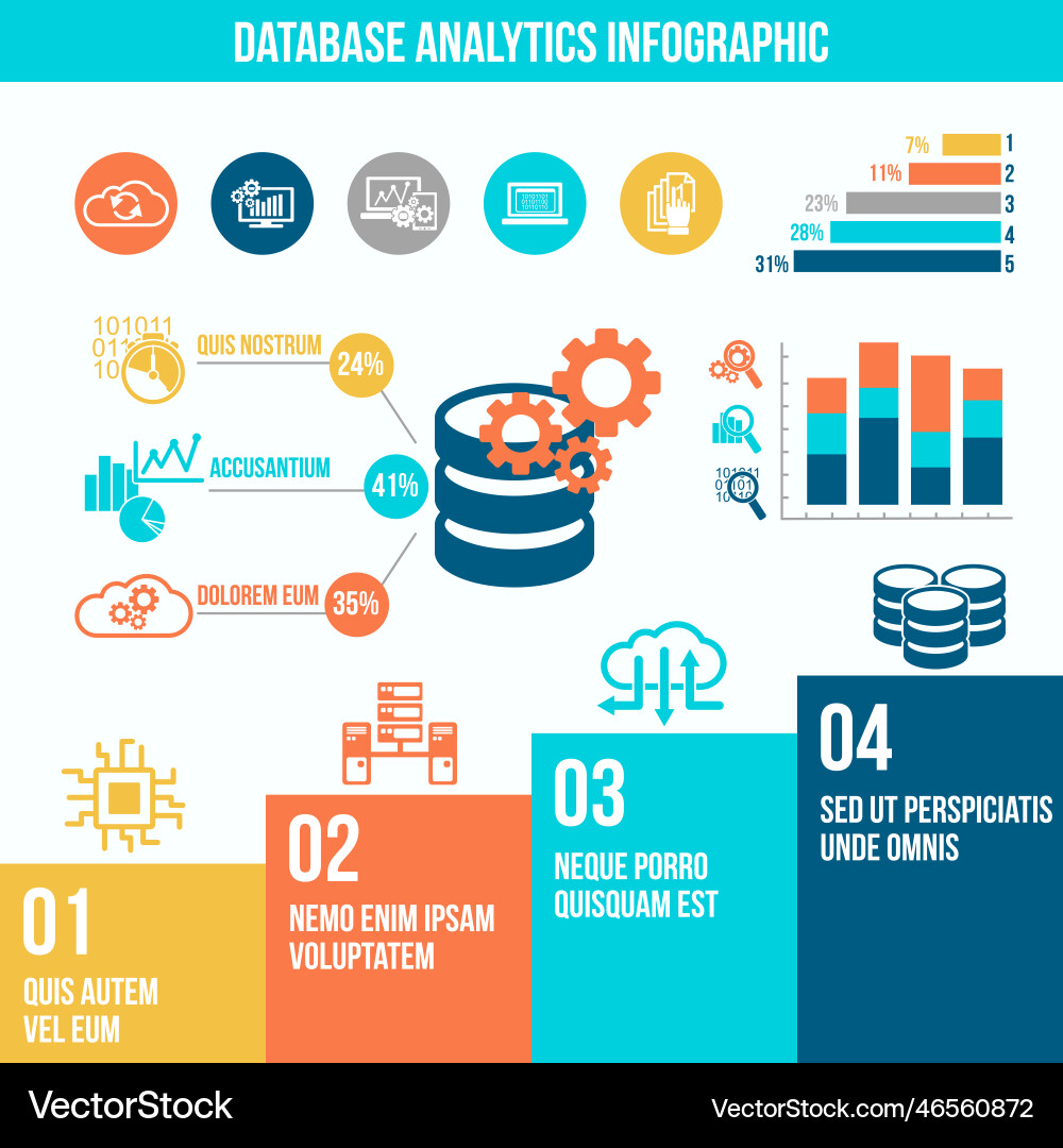 Database analytics infographics Database analytics infographics vector image