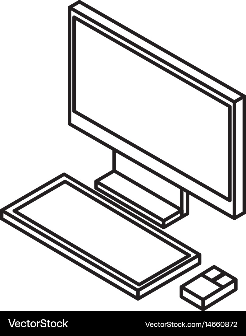 Desktop computer isometric icon vector image