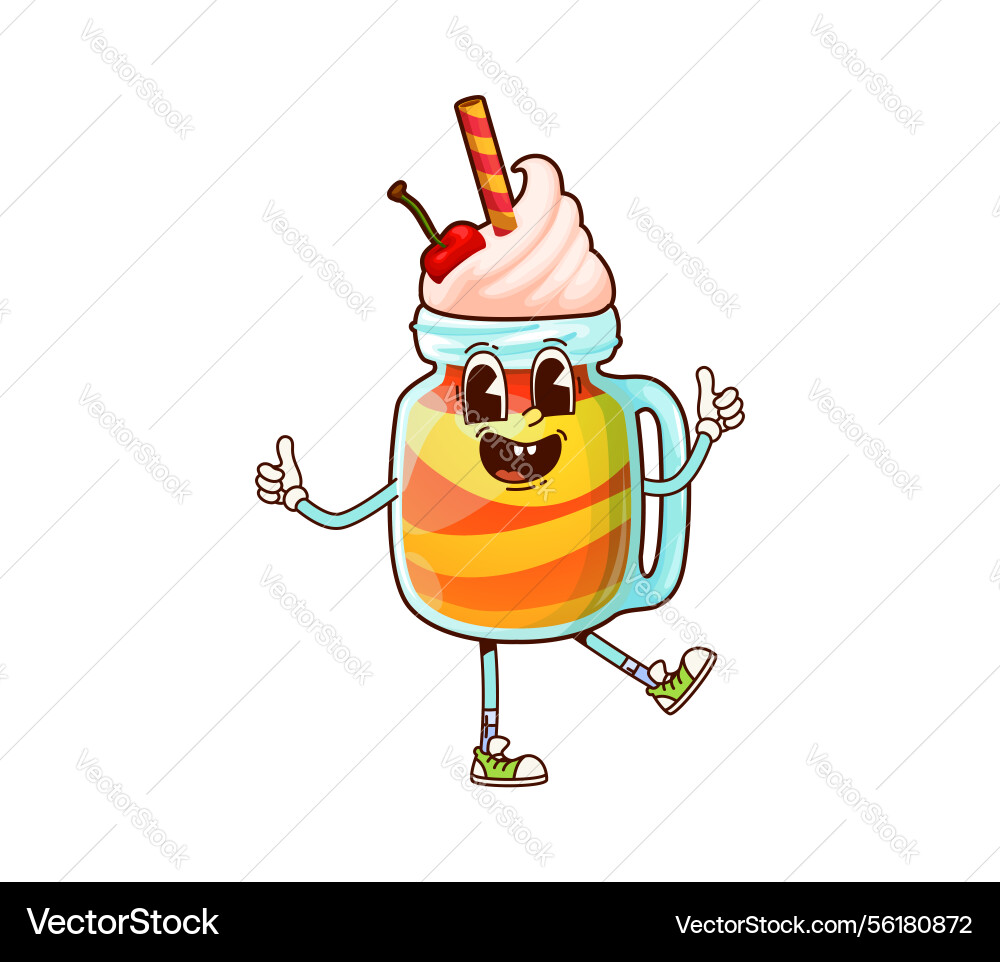 Fast food groovy Milkshake Dessert glücklichen Charakter Fast food groovy Milkshake Dessert glücklichen Charakter vektorbild