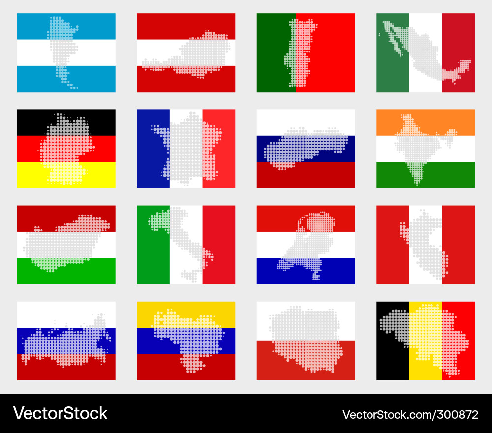 Flags with Maps - Global Collection vector image