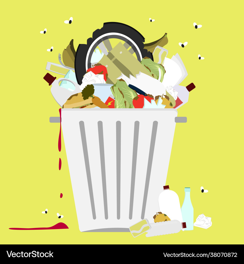 Garbage can full trash Garbage can full trash vector image