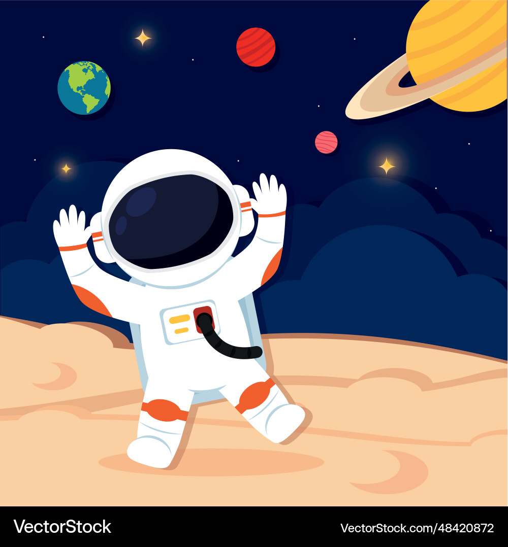 Layered view of outer space with an astronaut vector image