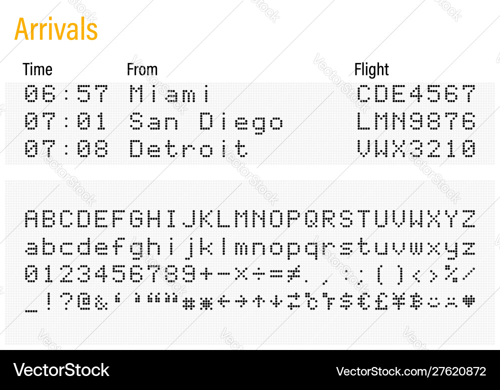 LED Digital Font Display Vector Image