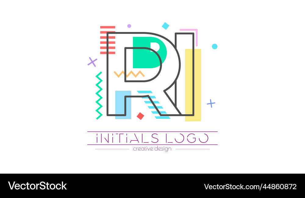 Letters r and i merging of two initials Vector Image