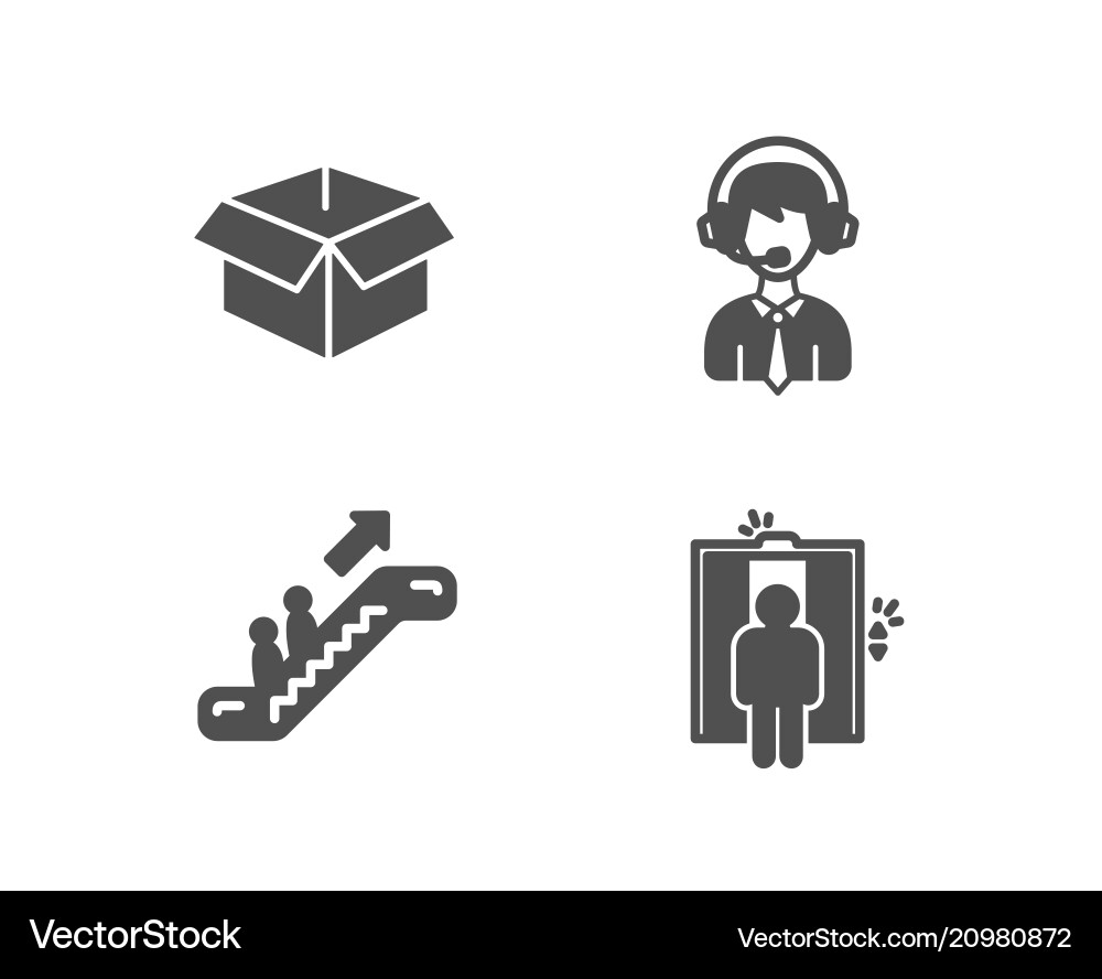 Opened box shipping support and escalator icons Opened box shipping support and escalator icons vector image