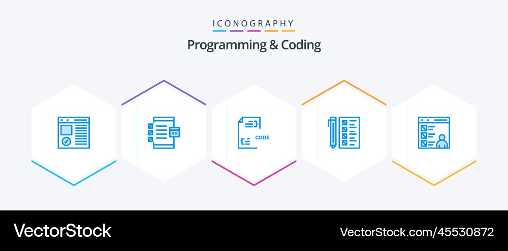 Programming and coding 25 blue icon pack vector image