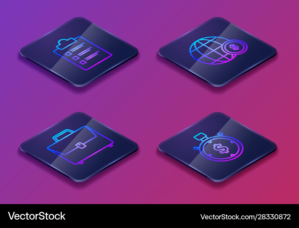 Set isometric line clipboard with checklist Set isometric line clipboard with checklist vector image