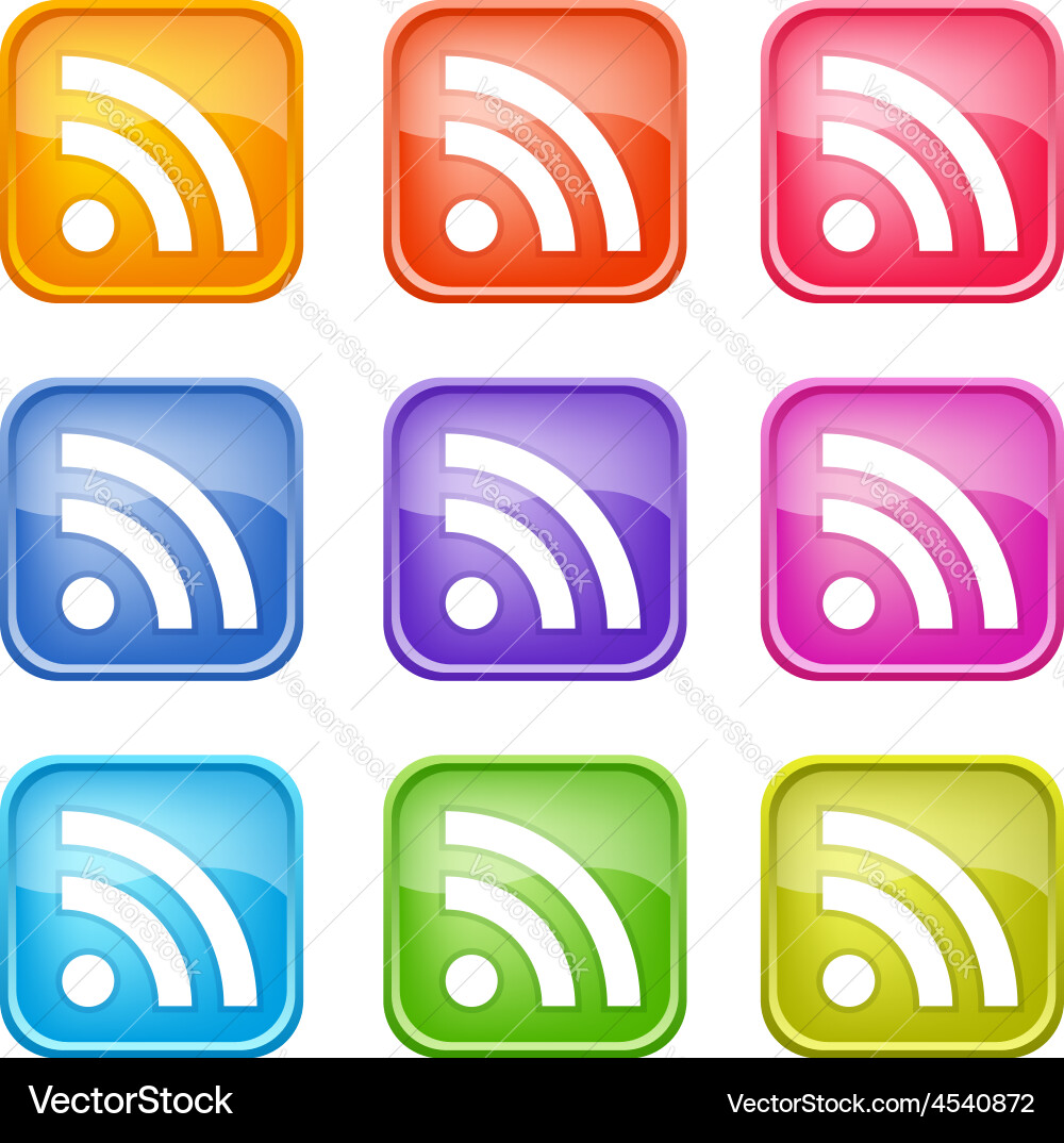 Set of colorful rss icons vector image