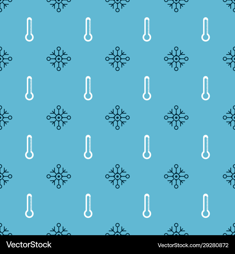 Set snowflake and thermometer on seamless pattern Set snowflake and thermometer on seamless pattern Vector Image