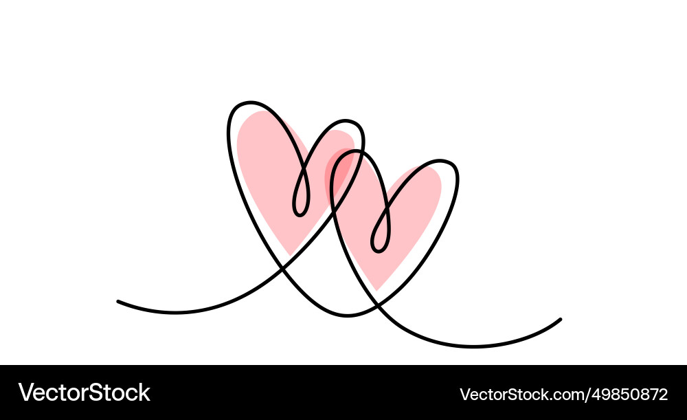 Two hearts in simple one line style and color Two hearts in simple one line style and color vector image