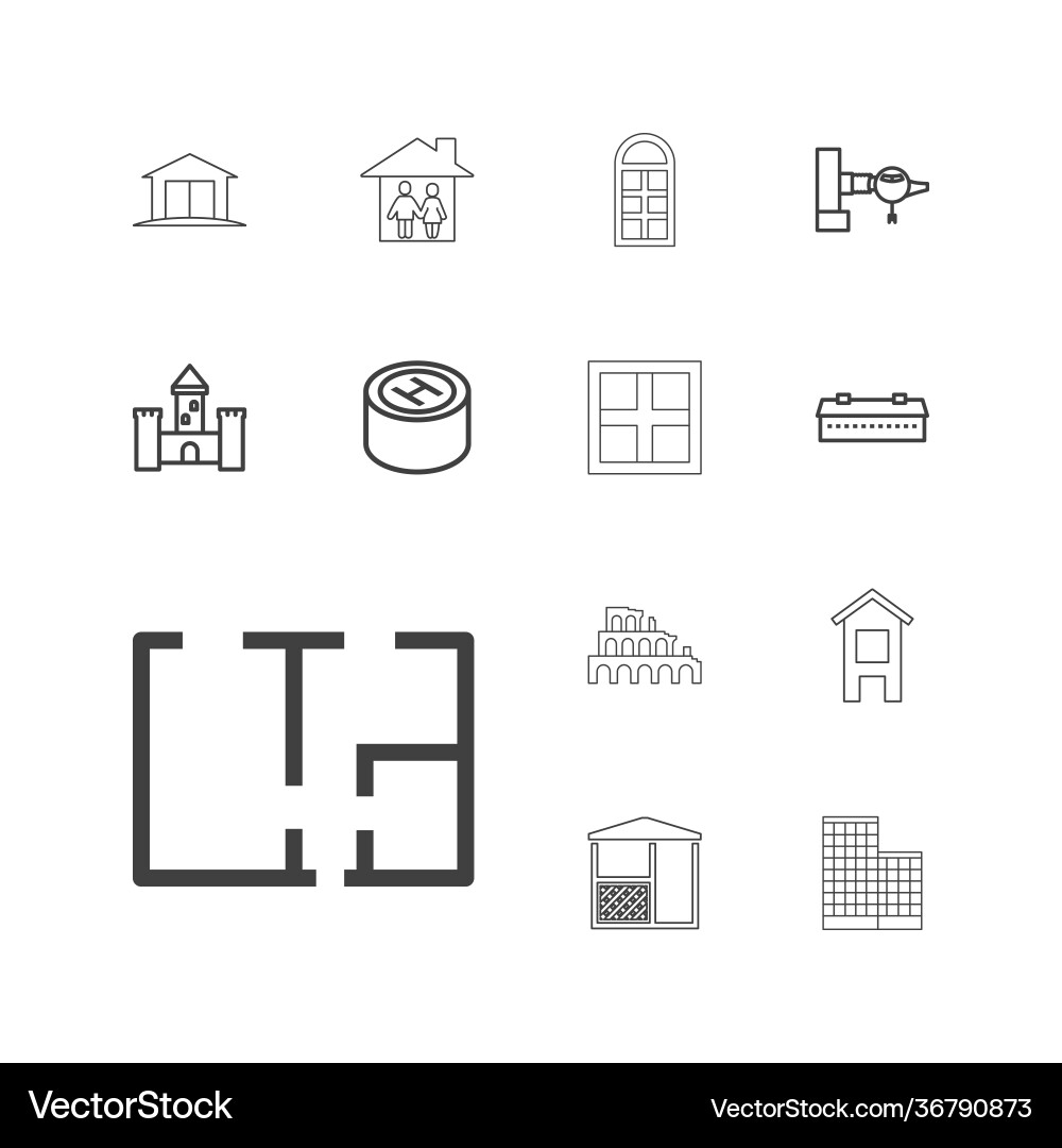 13 architecture icons Vector Image