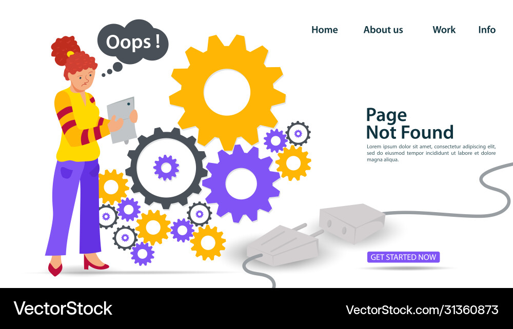 Banner oops 404 error page not found internet Banner oops 404 error page not found internet vector image