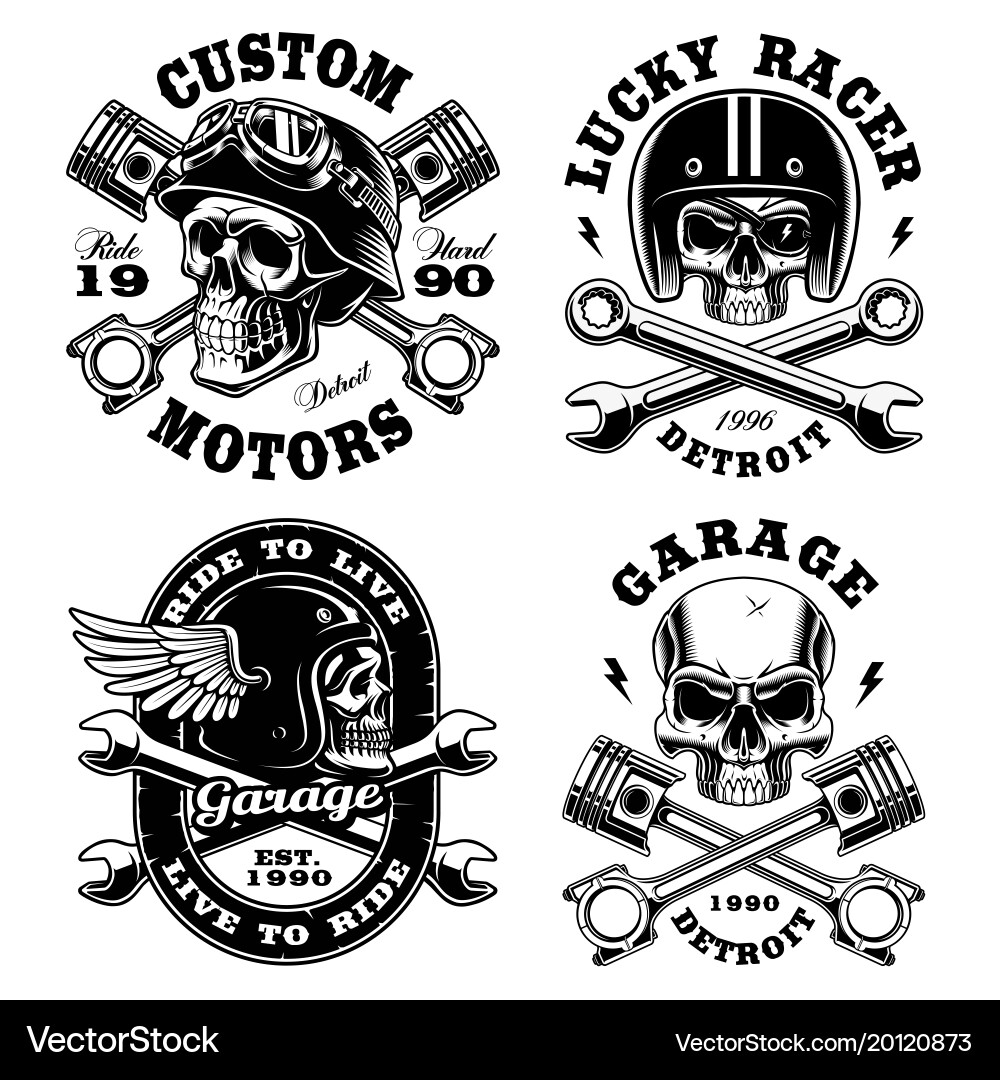 Biker Skull Motifs vector image