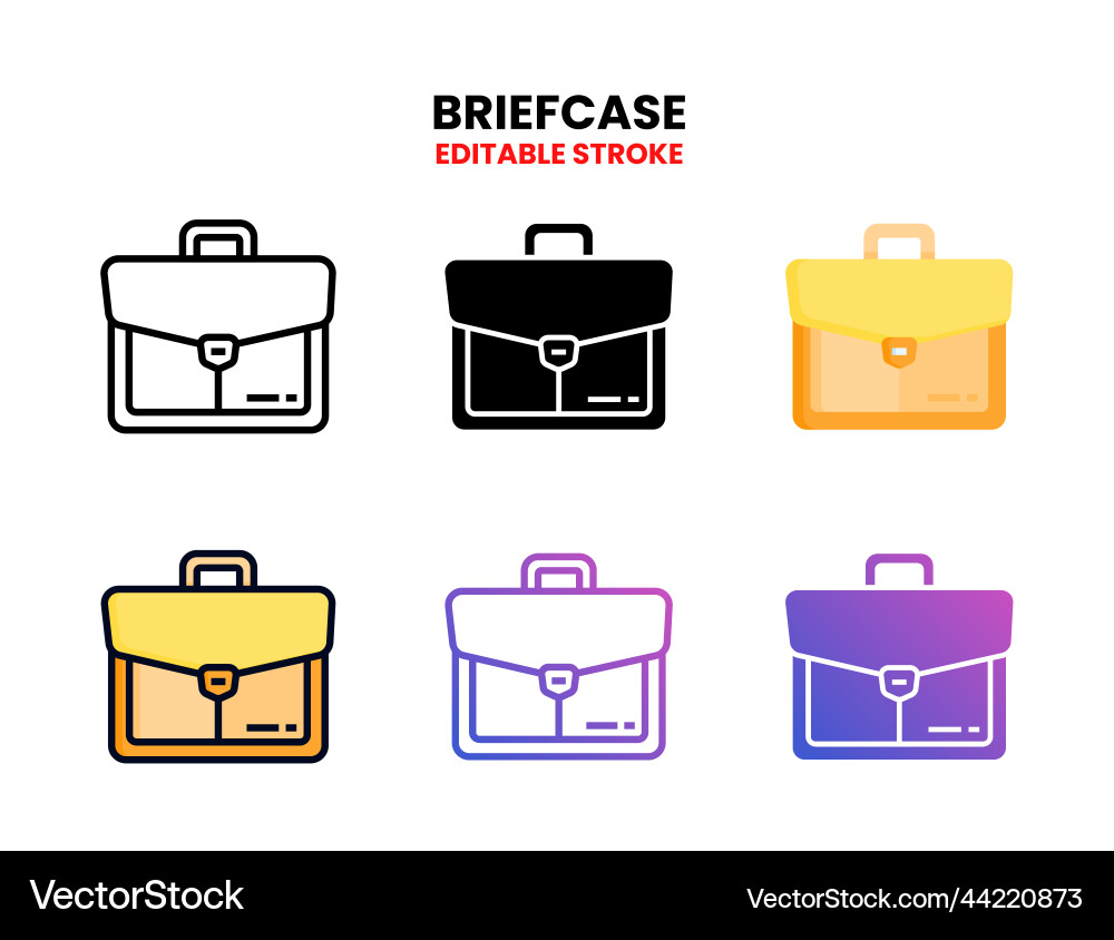 Briefcase icon set with different styles vector image
