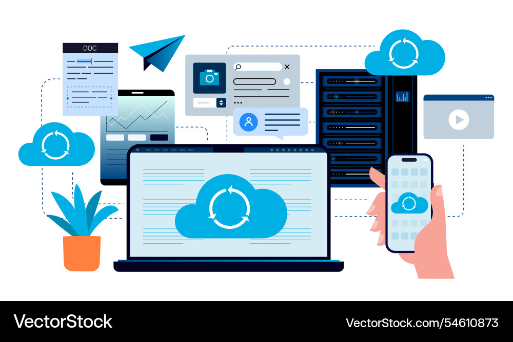 Cloud Data Synchronization vector image