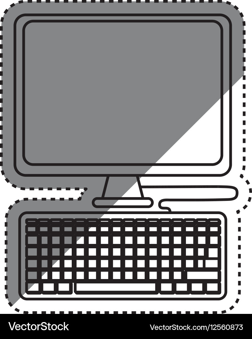 Computer with keyboard vector image