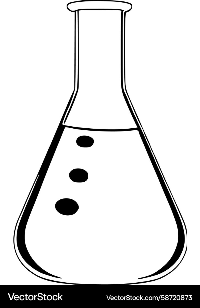 Erlenmeyer flask with three dots Vector Image