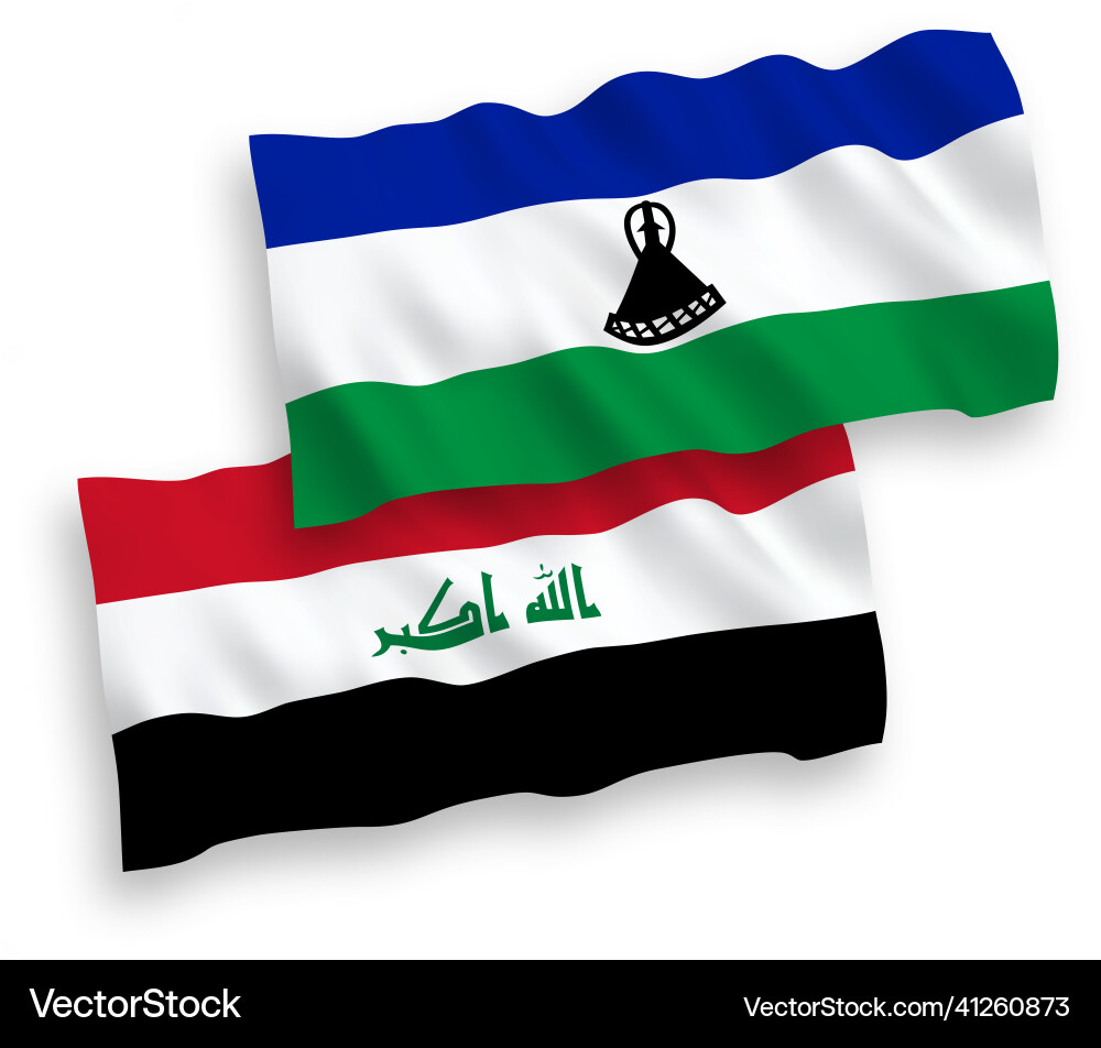 Flaggen von lesotho und iraq auf einem weißen Hintergrund Vektorbild
