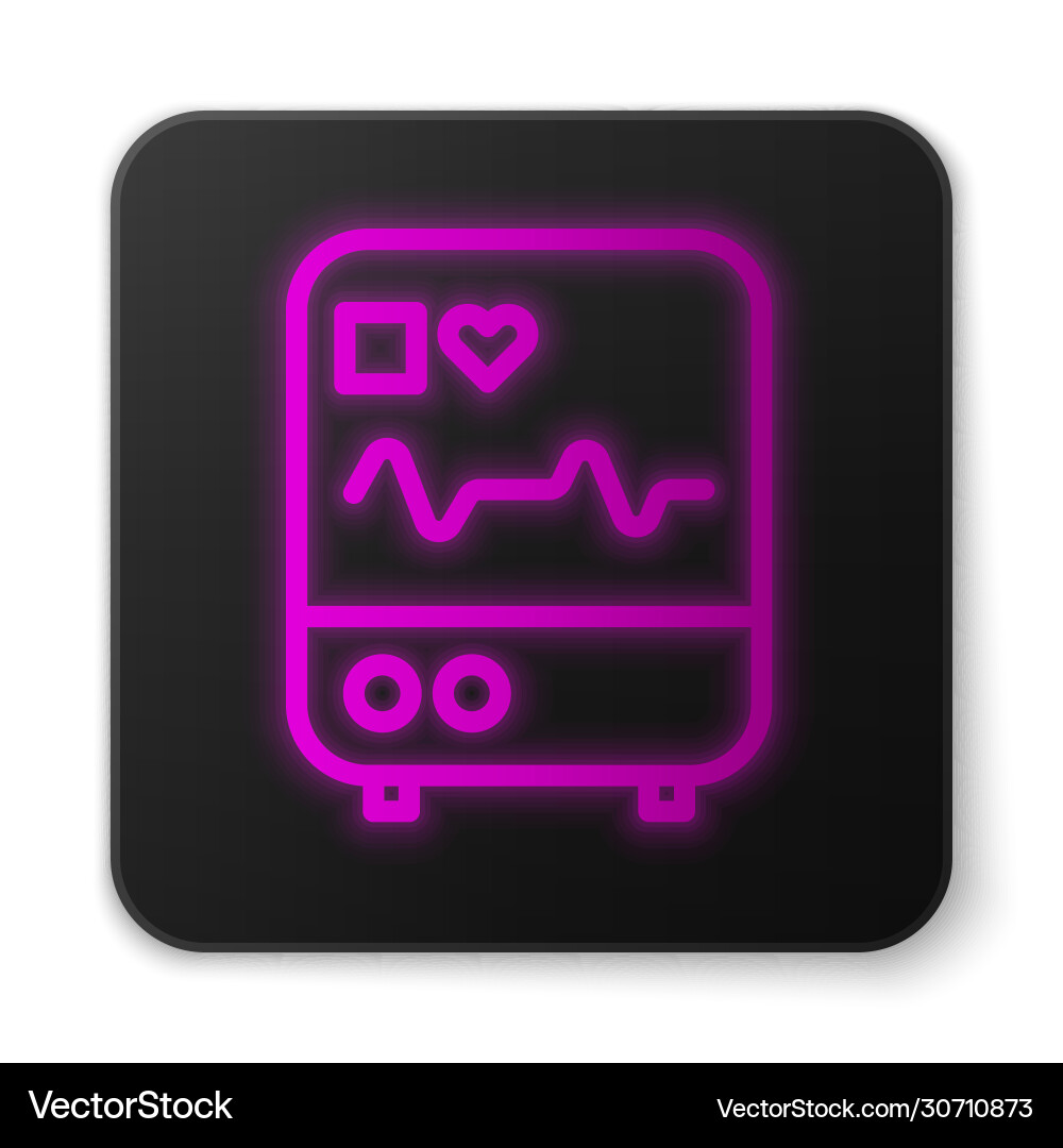 Glowing neon line computer monitor with cardiogram Glowing neon line computer monitor with cardiogram vector image