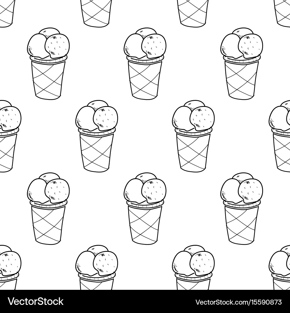 Ice cream easy pattern linear-03 Vector Image