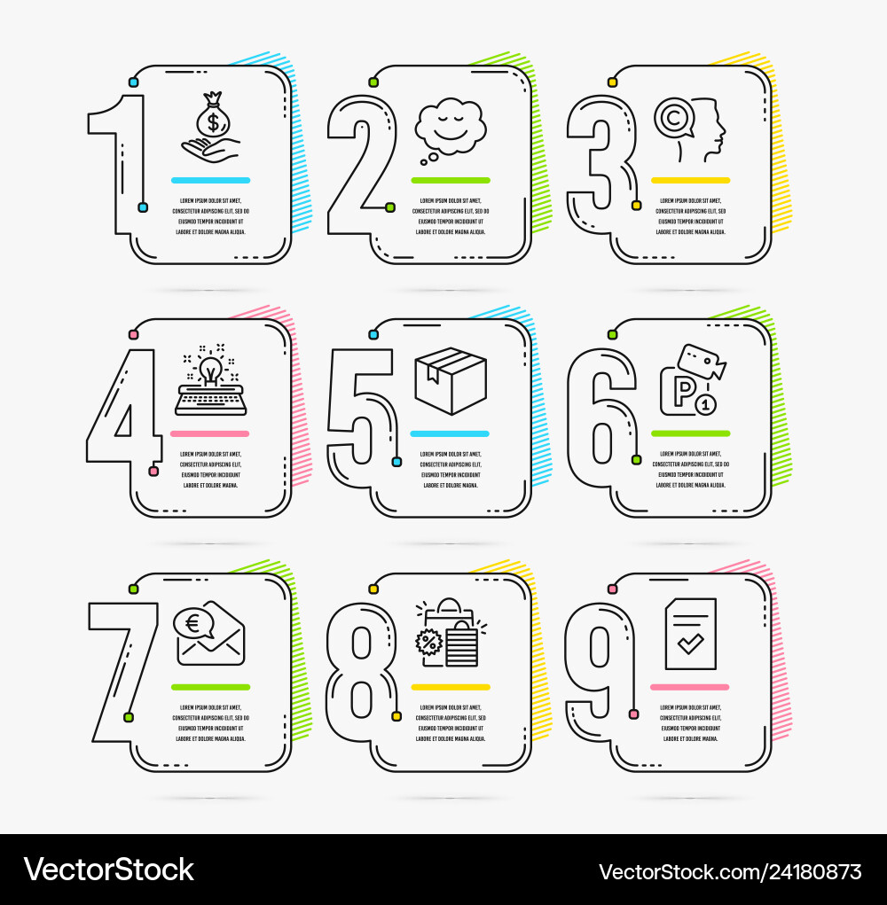 Infographic template with numbers 9 options set Infographic template with numbers 9 options set vector image