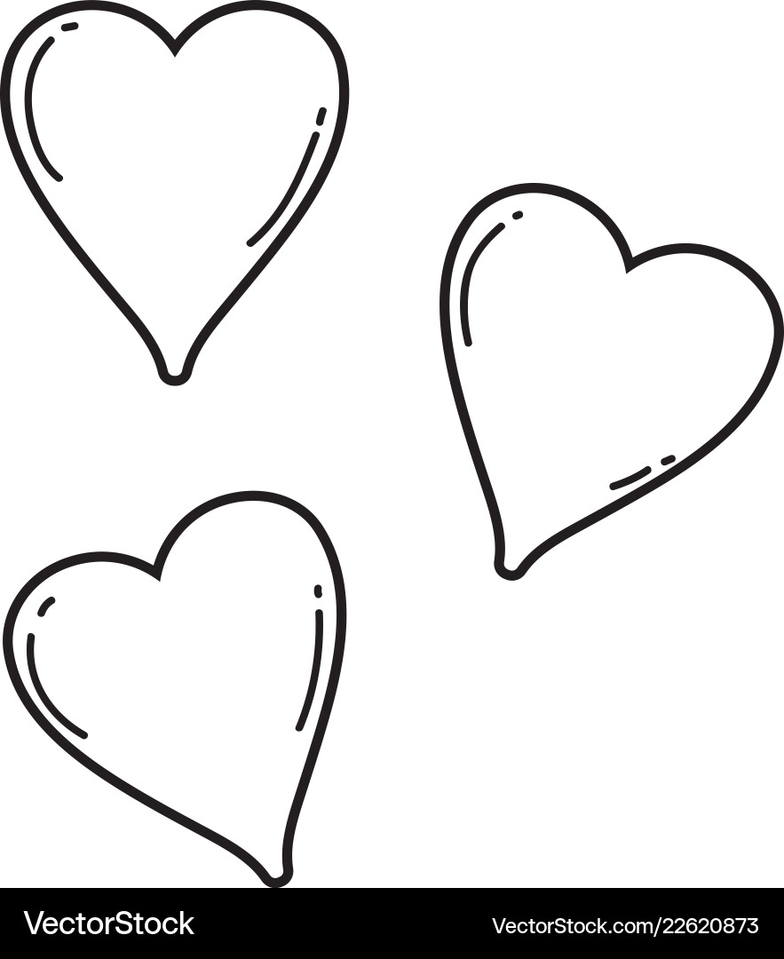 Isolated Heart Drawings - Black \u0026 White – Royalty-Free Vector | VectorStock, image size:883x1080