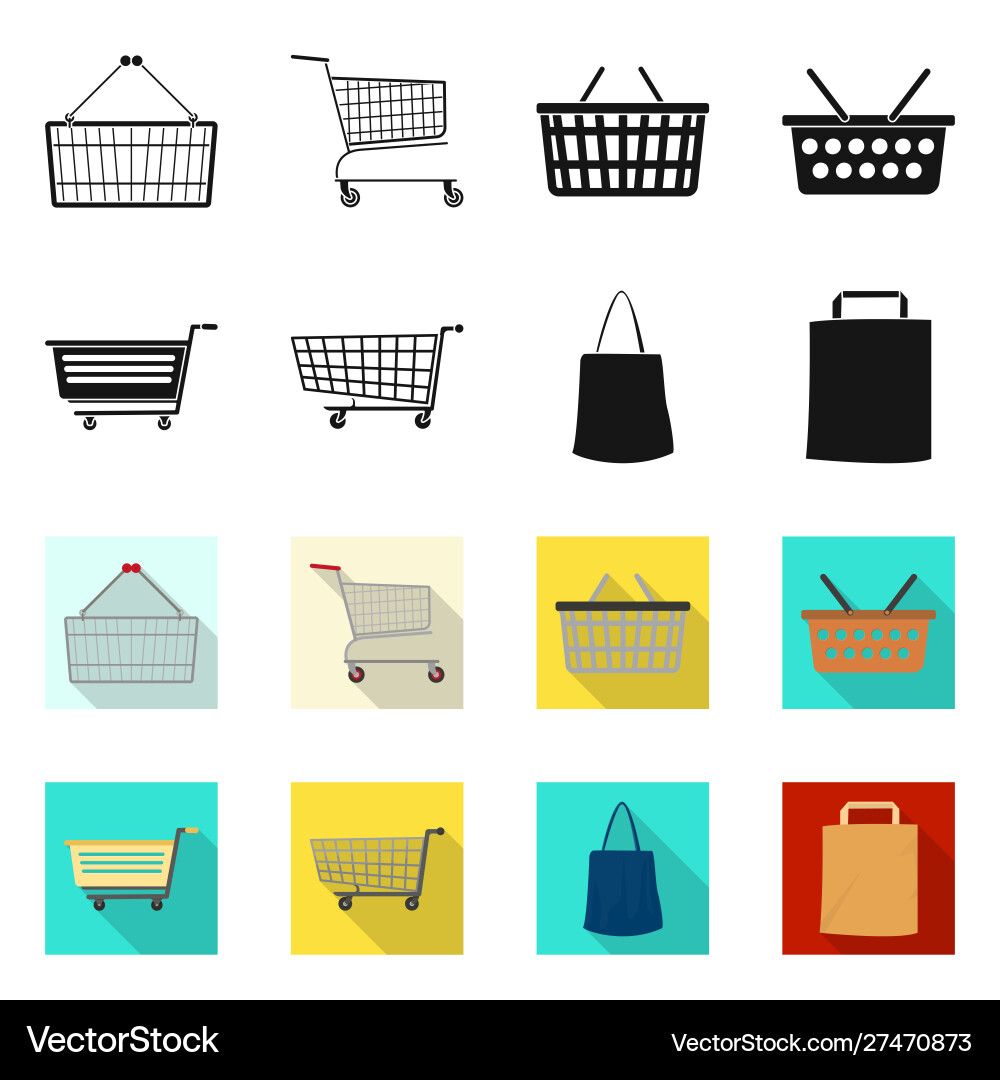 Isolated object pushcart and cart sign set Isolated object pushcart and cart sign set Vector Image