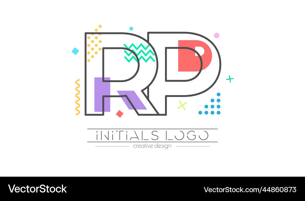 Letters r and p merging of two initials Letters r and p merging of two initials vector image