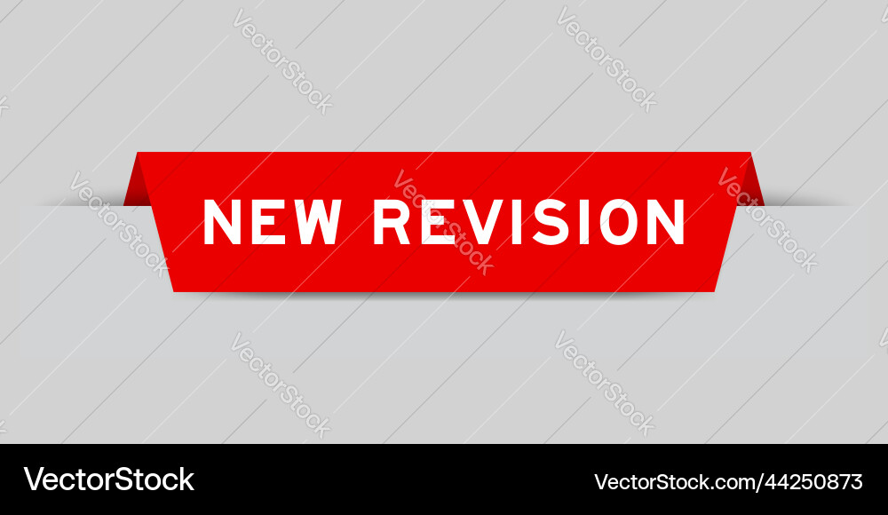 Red color inserted label with word new revision vector image