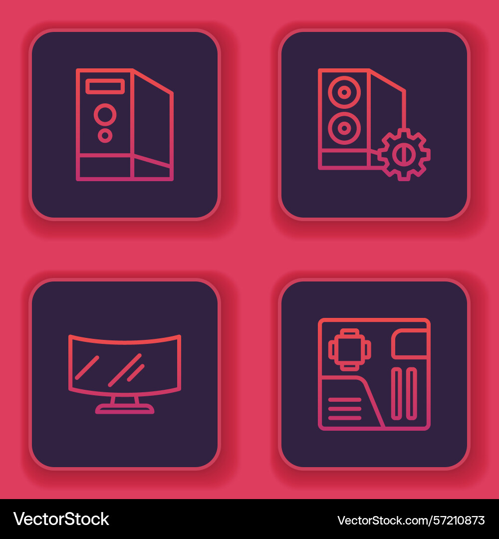 Set line case of computer monitor screen Set line case of computer monitor screen vector image