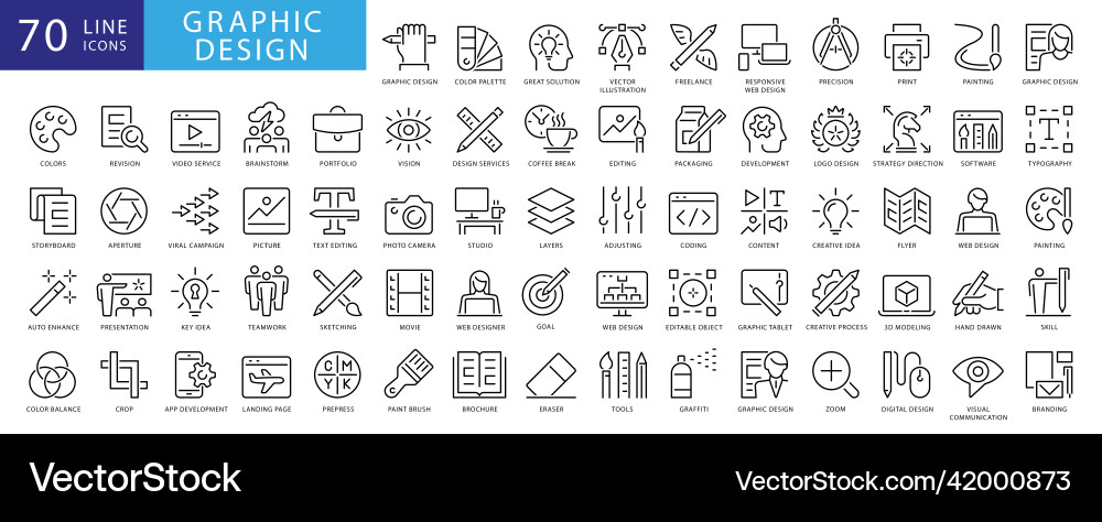 Set von dünnen Liniensymbolen Grafikdesign einfach Set von dünnen Liniensymbolen Grafikdesign einfach vektorbild