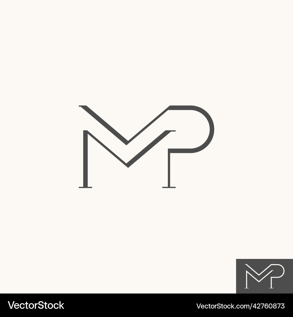 Simple unique letter mp line serif font cutting Simple unique letter mp line serif font cutting vector image