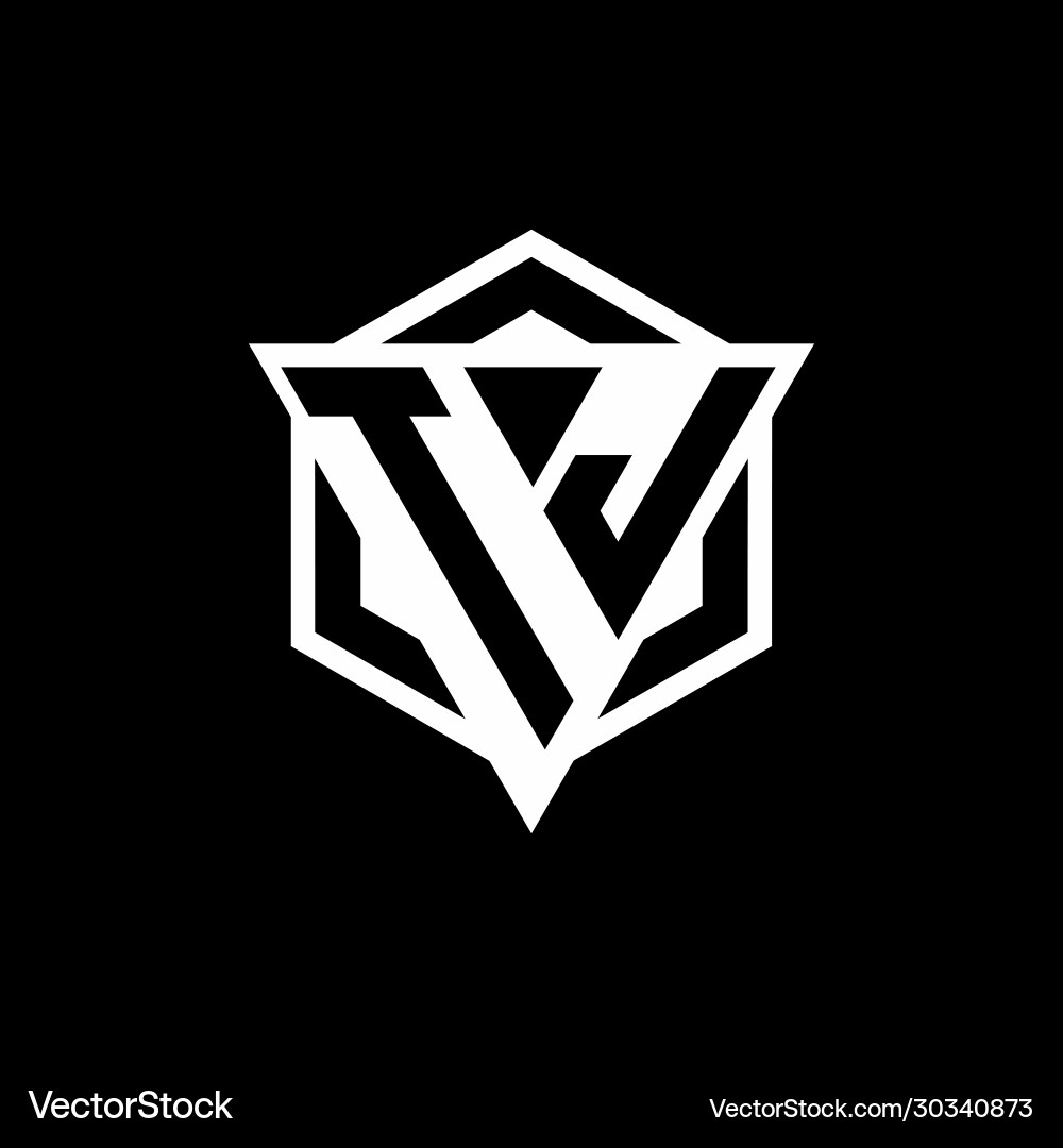 Tj logo monogram with triangle and hexagon shape Tj logo monogram with triangle and hexagon shape Vector Image