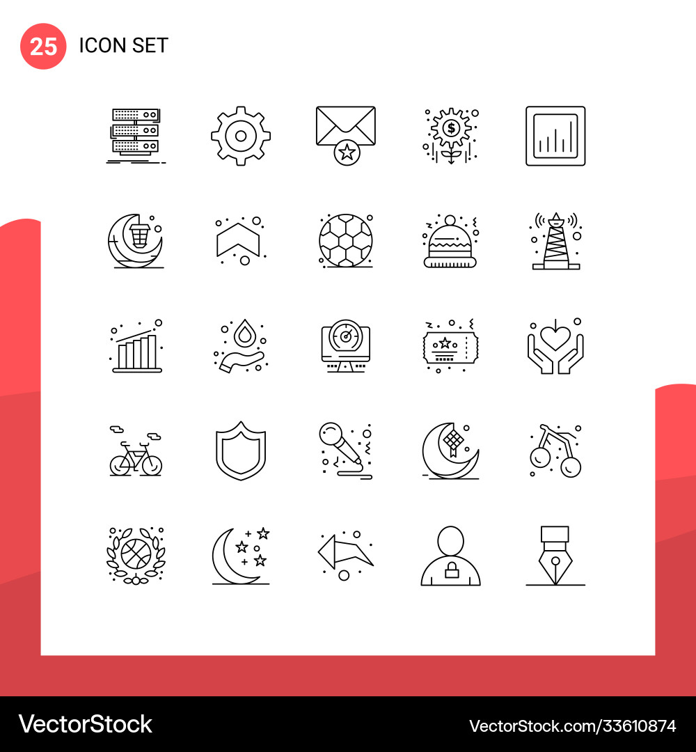 25 universal lines set for web and mobile vector image