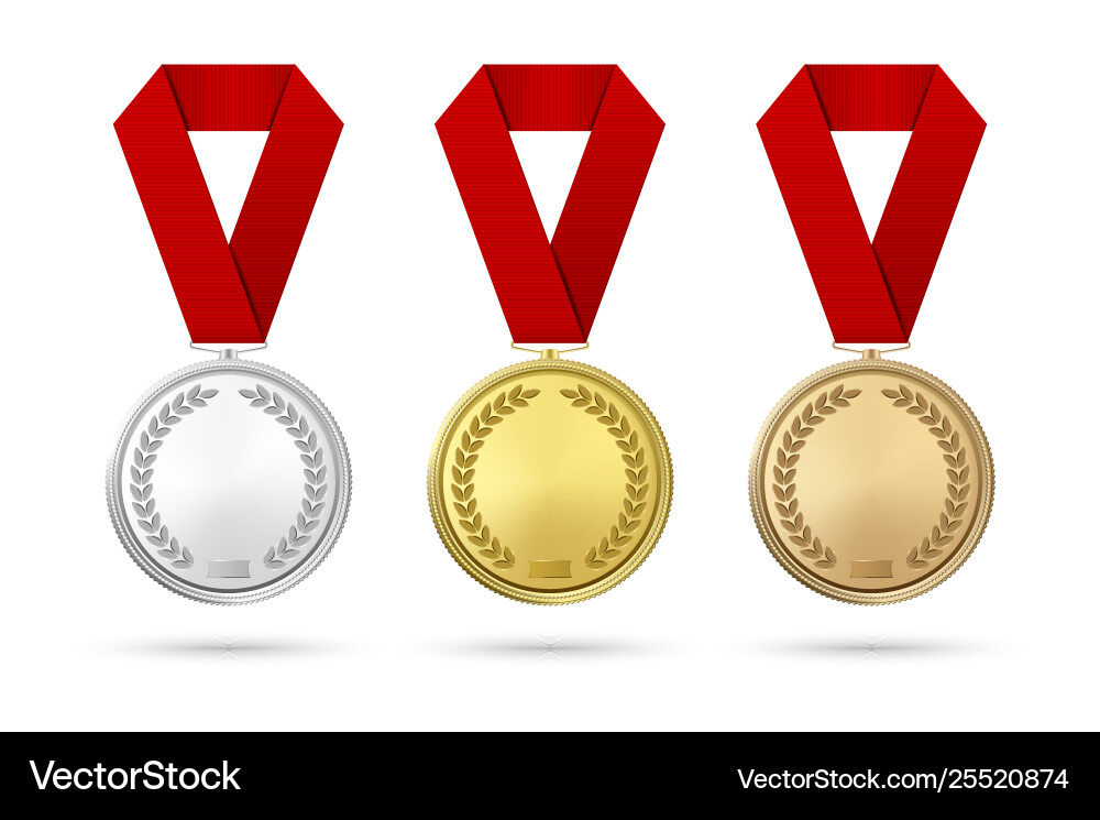 3d realistisches Gold Silber und Bronze Auszeichnung 3d realistisches Gold Silber und Bronze Auszeichnung vektorbild