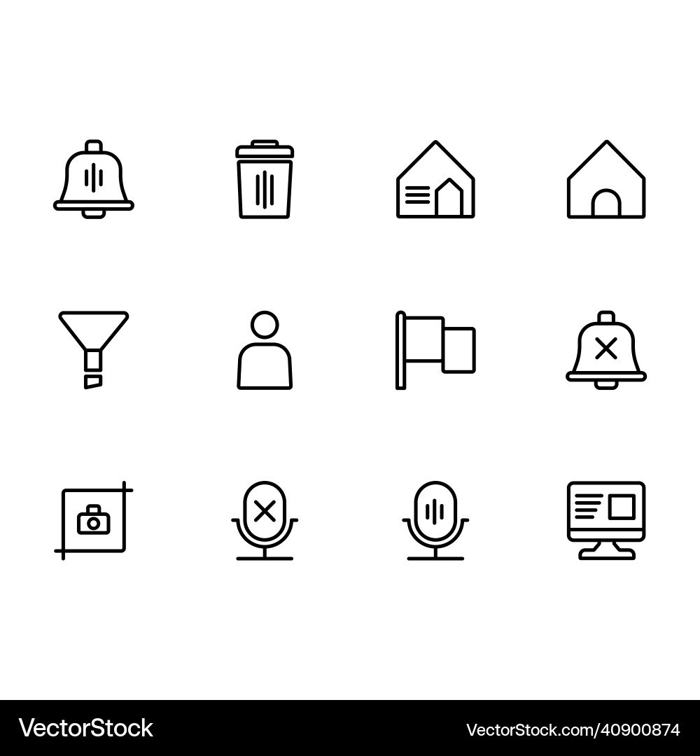 App user interface icon set line style pixel Vector Image