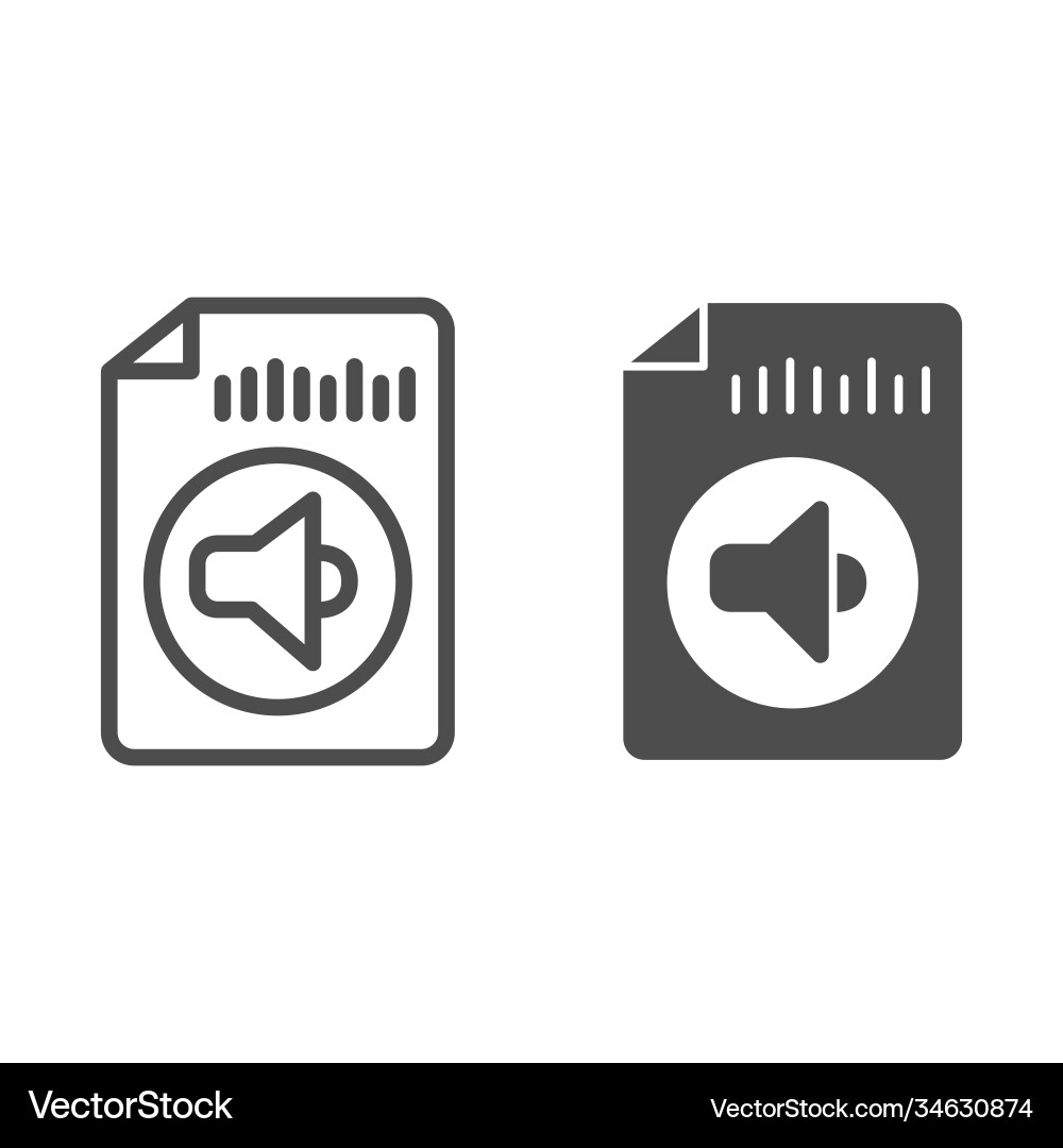 Audio file line and solid icon sound design Audio file line and solid icon sound design vector image