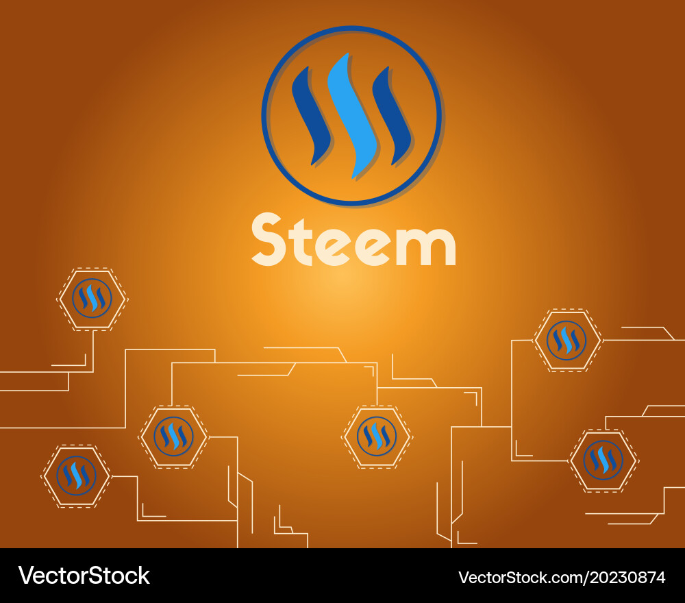 Blockchain steem network circuit background vector image