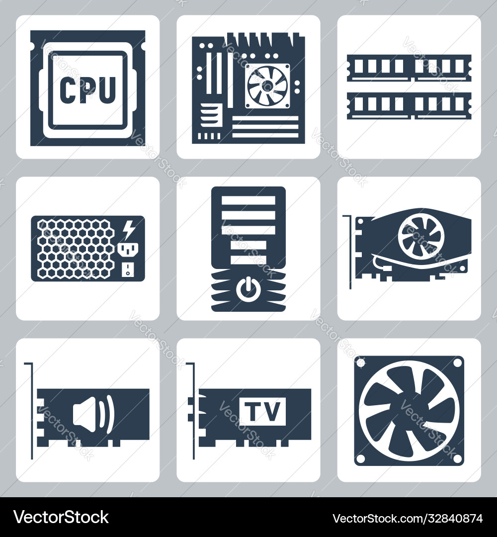 Computer Hardware Icons Vector Image