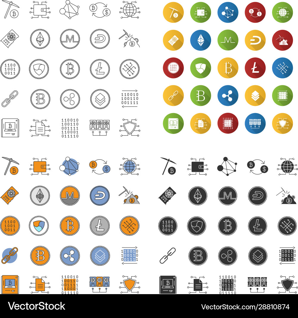 Cryptocurrency icons set – Royalty-Free Vector | VectorStock