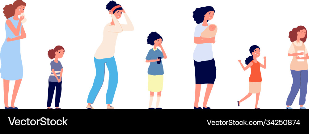 Different ages women depressed isolated sad Different ages women depressed isolated sad vector image