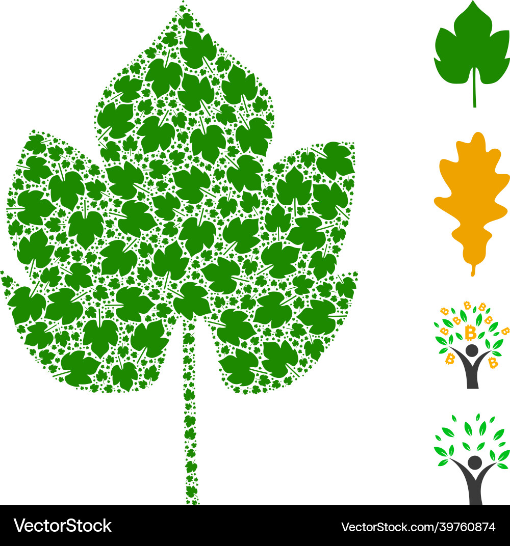 Grapes leaf icon recursion composition Vector Image