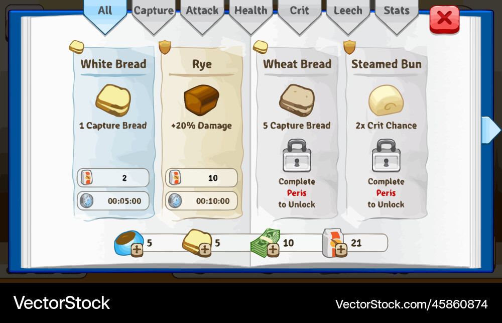 Komplettes Set von Level-Taste Spiel ui Pop-up-Symbol vektorbild