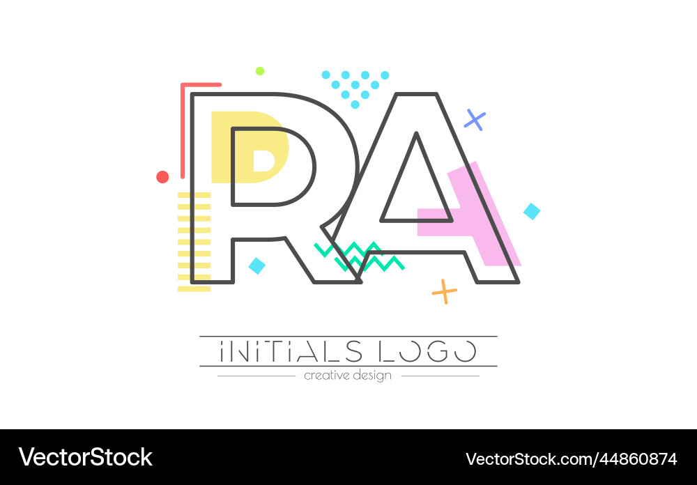 Letters r and a merging of two initials Letters r and a merging of two initials vector image