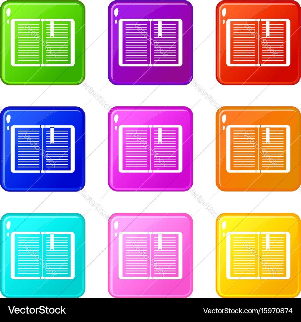 Open tutorial with bookmark set 9 vector image