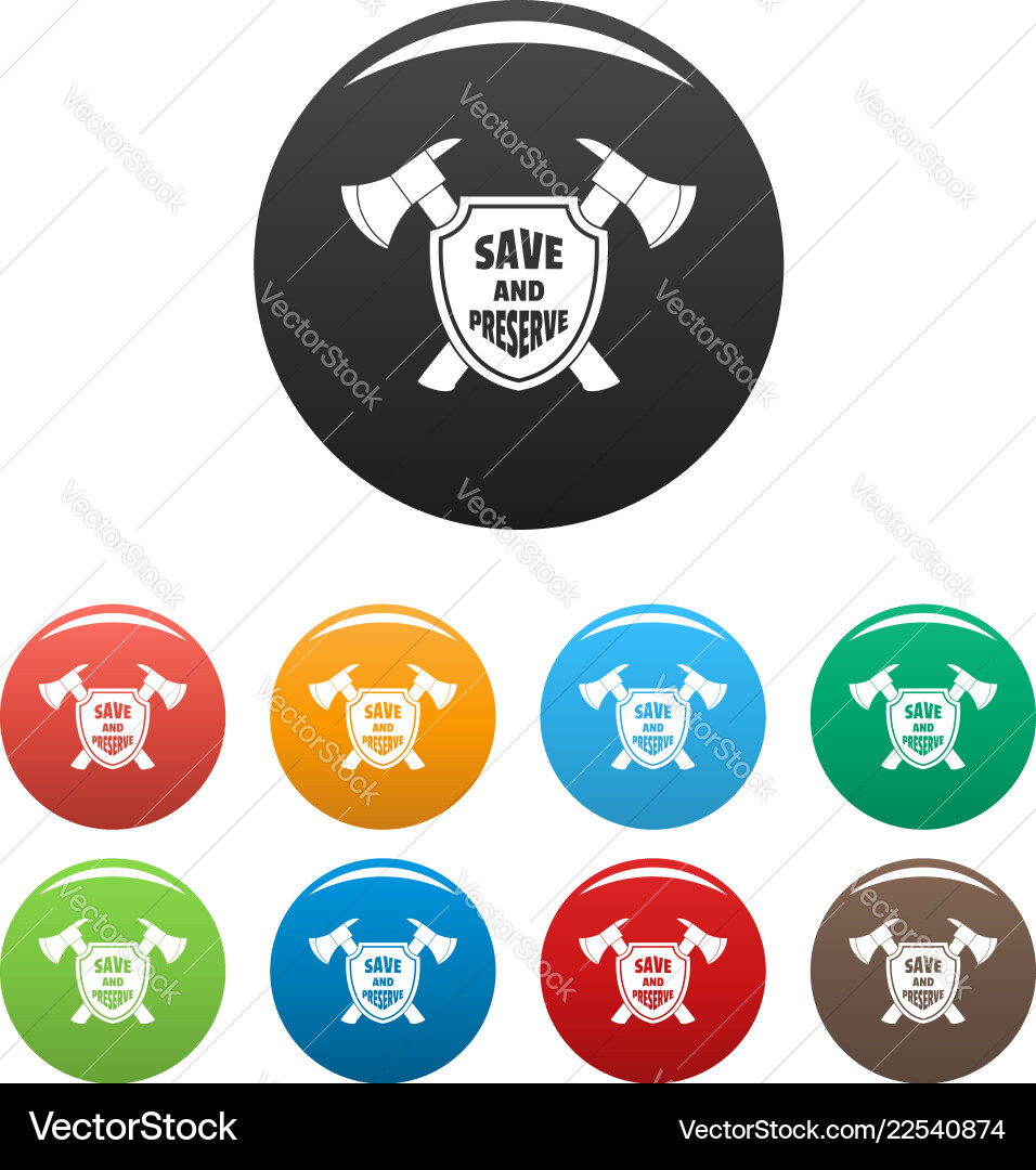 Save and preserve icons set color Save and preserve icons set color Vector Image