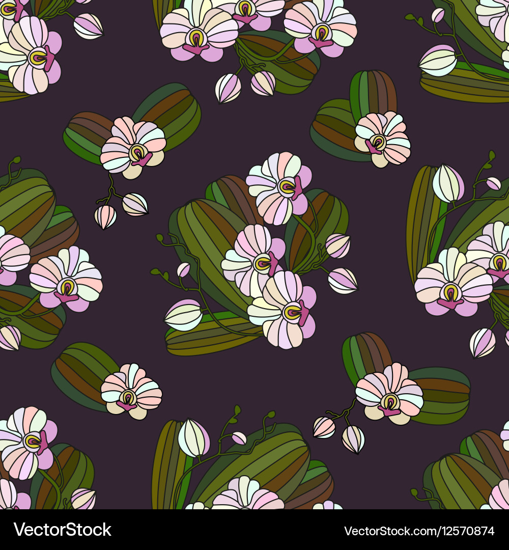 Seamless pattern with orchids vector image