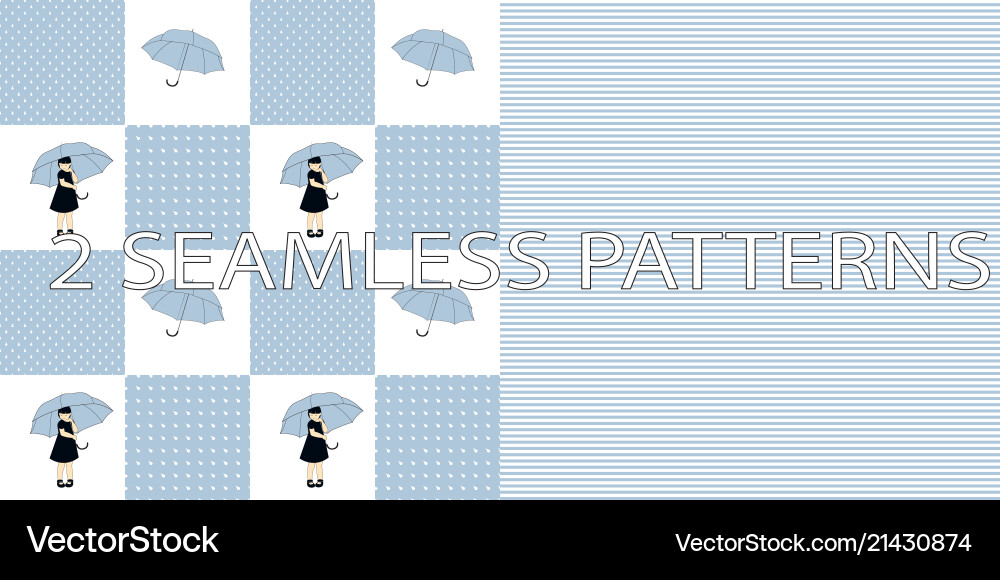 Set of two seamless patterns in blue color Set of two seamless patterns in blue color vector image